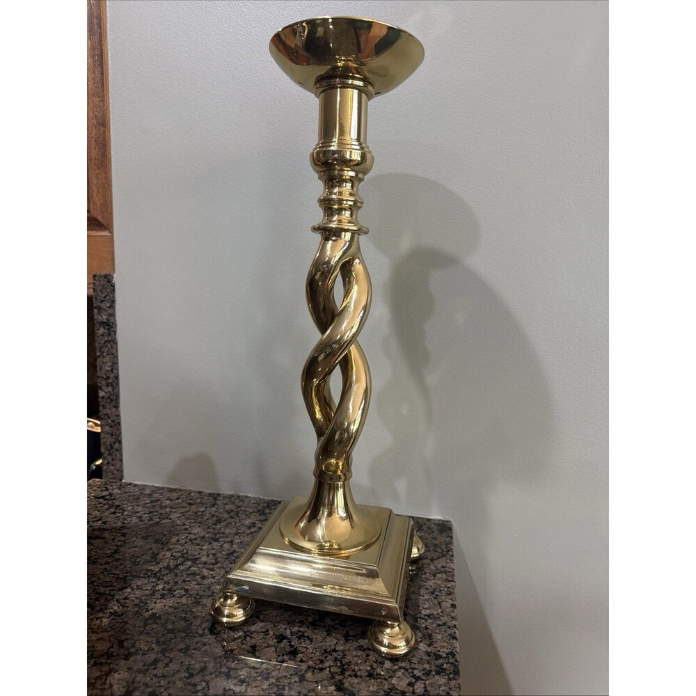 18” Tall Majestic Brass Barley Twist Candlestick Candle Holder Solid/Heavy